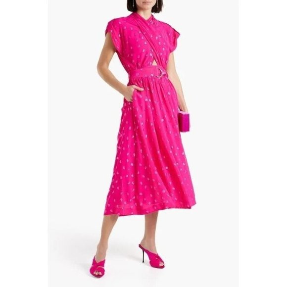 NWT Derek Lam 10 Crosby Pink Crossover Bodice w/ Cutout Celeste Wrap Dress Sz 4